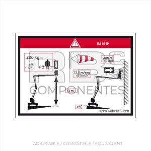 AUTOCOLLANT HAUTEUR PLANCHER+CHARGE POUR 15IP