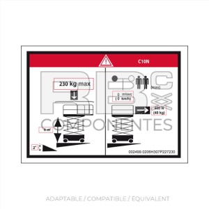 AUTOCOLLANT HAUTEUR PLANCHER+CHARGE POUR C10N