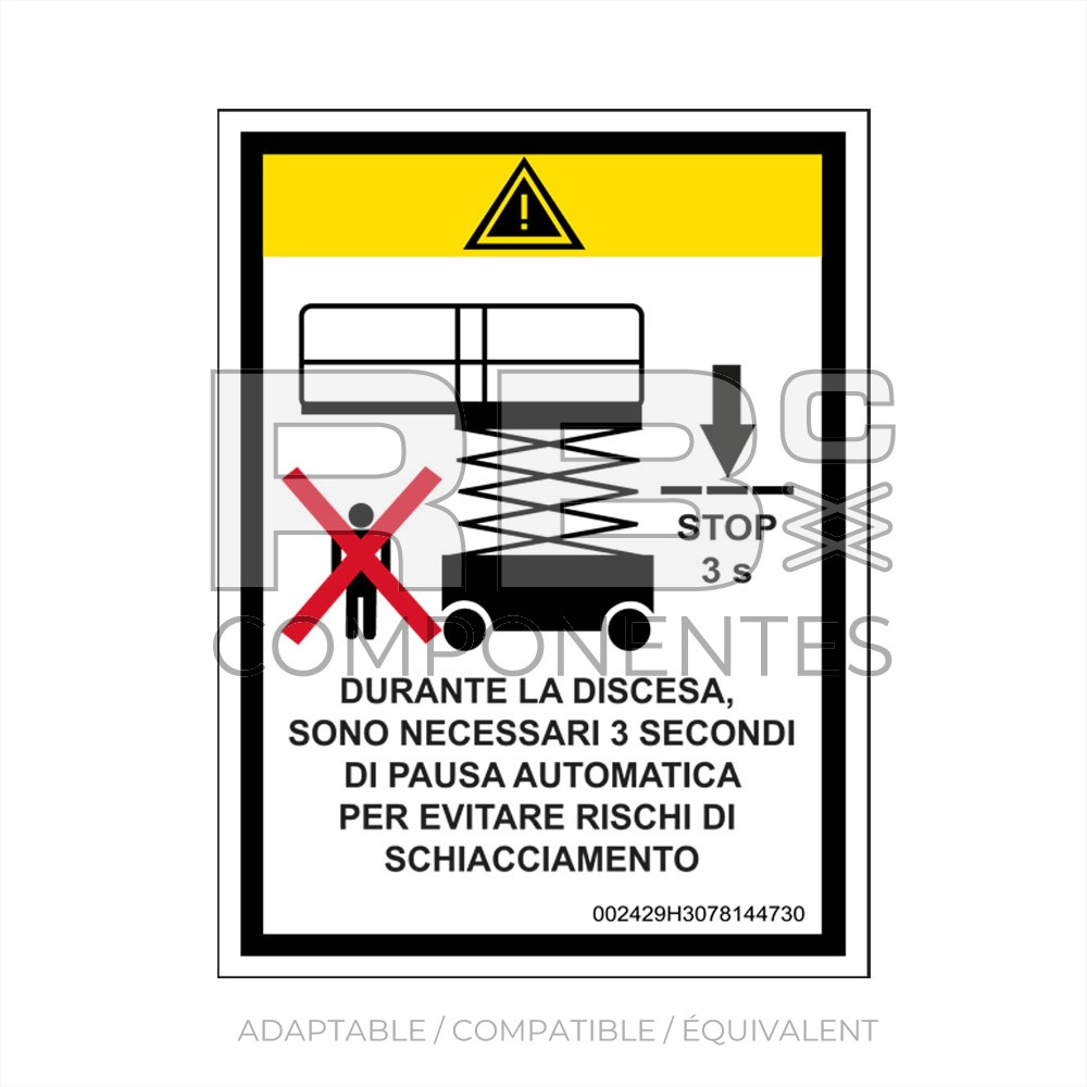 AUTOCOLLANT TEMPS DE DESCENTE 3 SEC (ITALIEN)