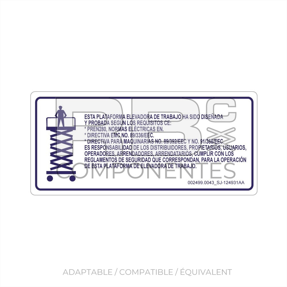 AUTOCOLLANT COMPATIBLE  REF. SJ 124931AA