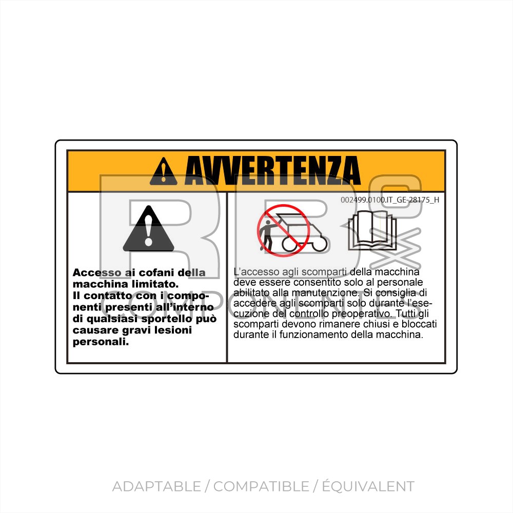 AUTOCOLLANT COMPATIBLE REF. GE 28175 (ITALIEN)