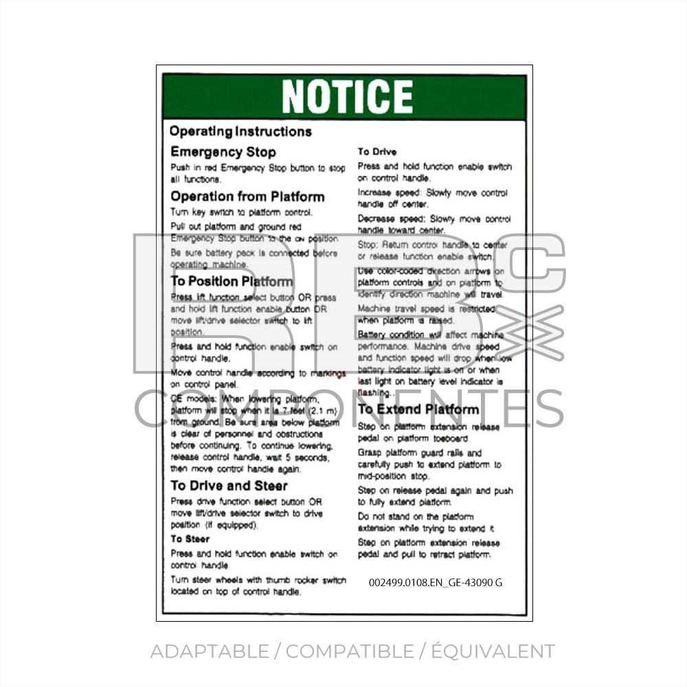 AUTOCOLLANT COMPATIBLE GE-43090 G