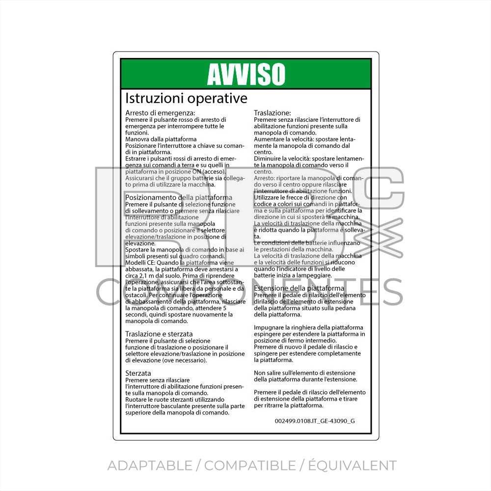 AUTOCOLLANT COMPATIBLE GE-43090IT G