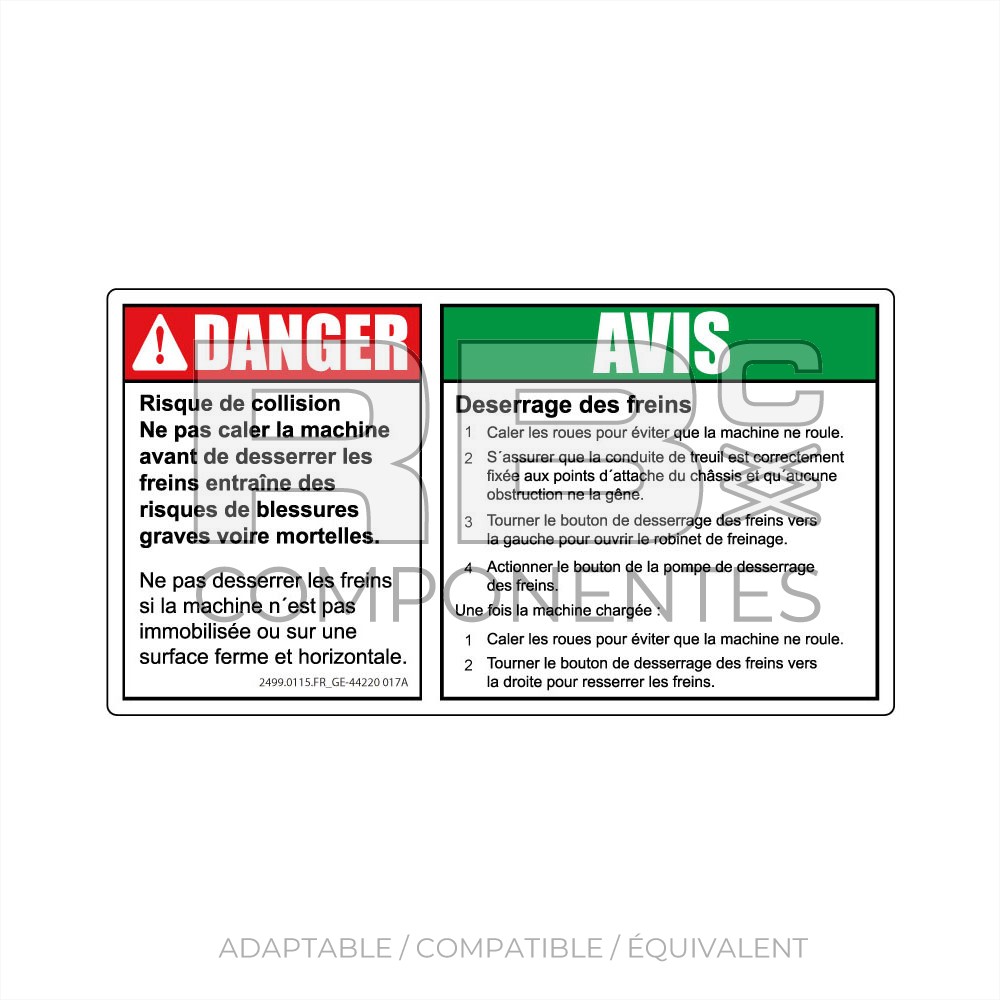 AUTOCOLLANT COMPATIBLE  REF. GE 44220FR_017A