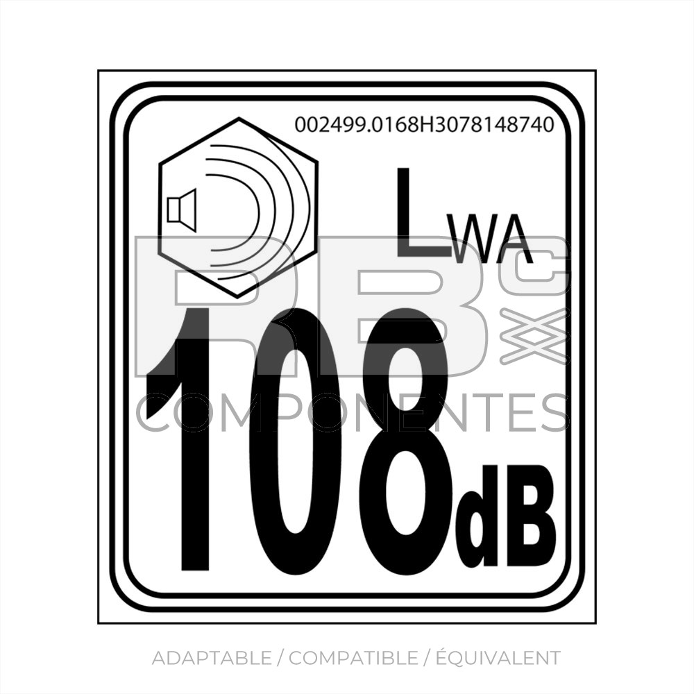 AUTOCOLLANT PUISSANCE ACOUSTIQUE 108dB