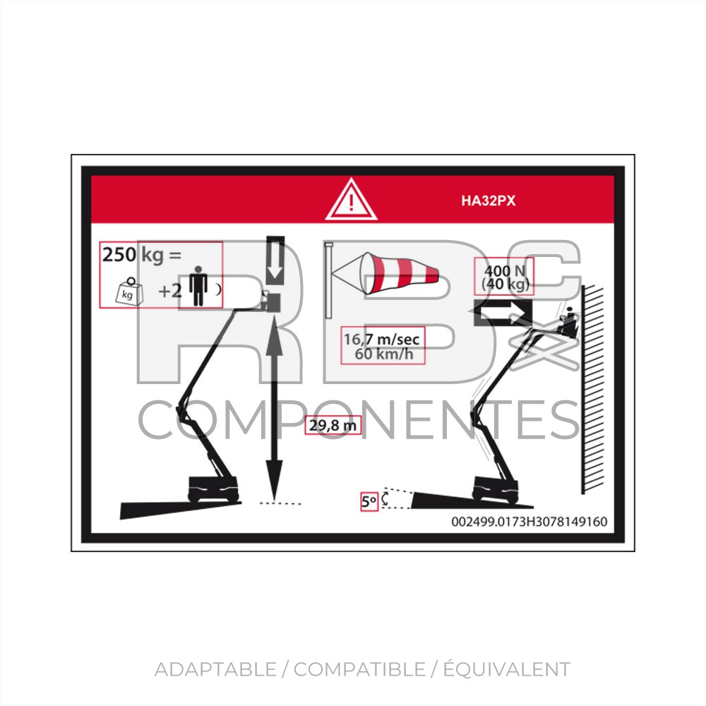 AUTOCOLLANT HAUTEUR PLANCHER+CHARGE POUR 32PX