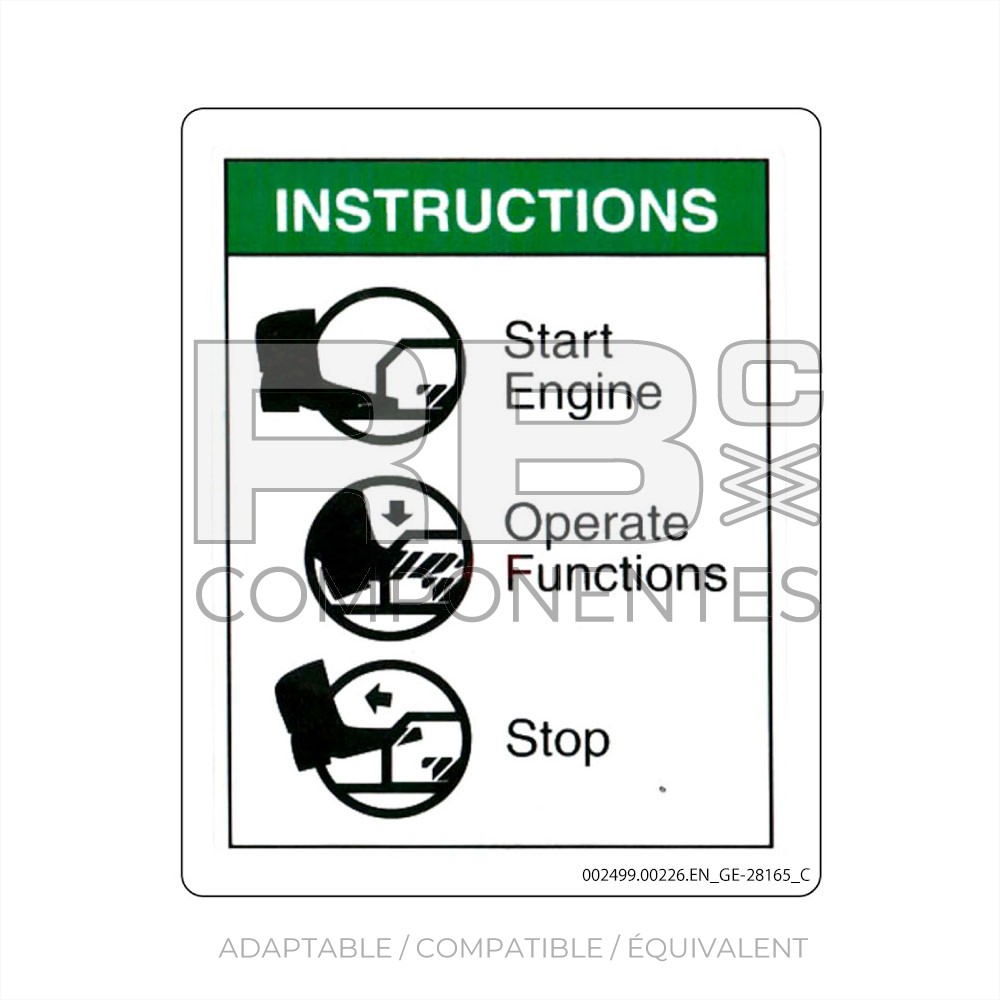 AUTOCOLLANT COMPATIBLE REF. GE 28165 C (ANGLAIS)