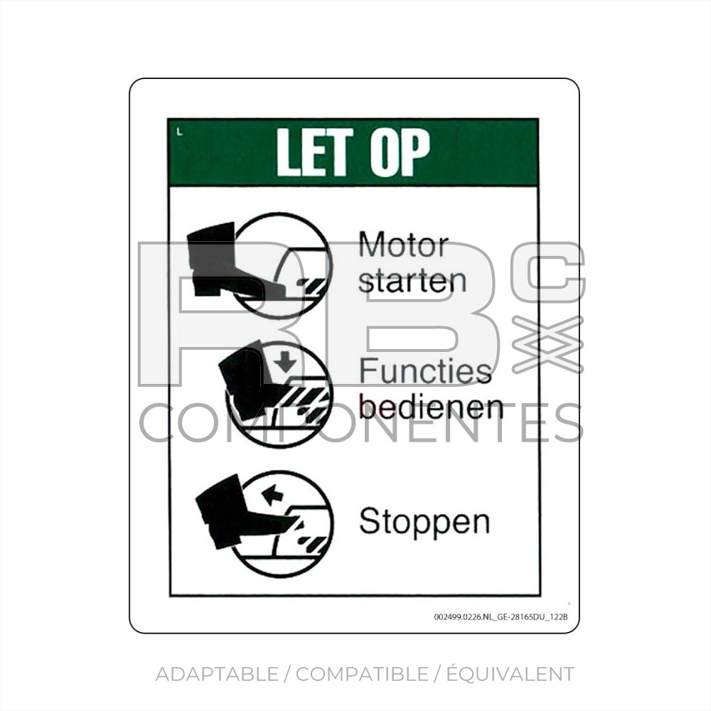 AUTOCOLLANT COMPATIBLE REF. GE 28165 C (HOLLAND)