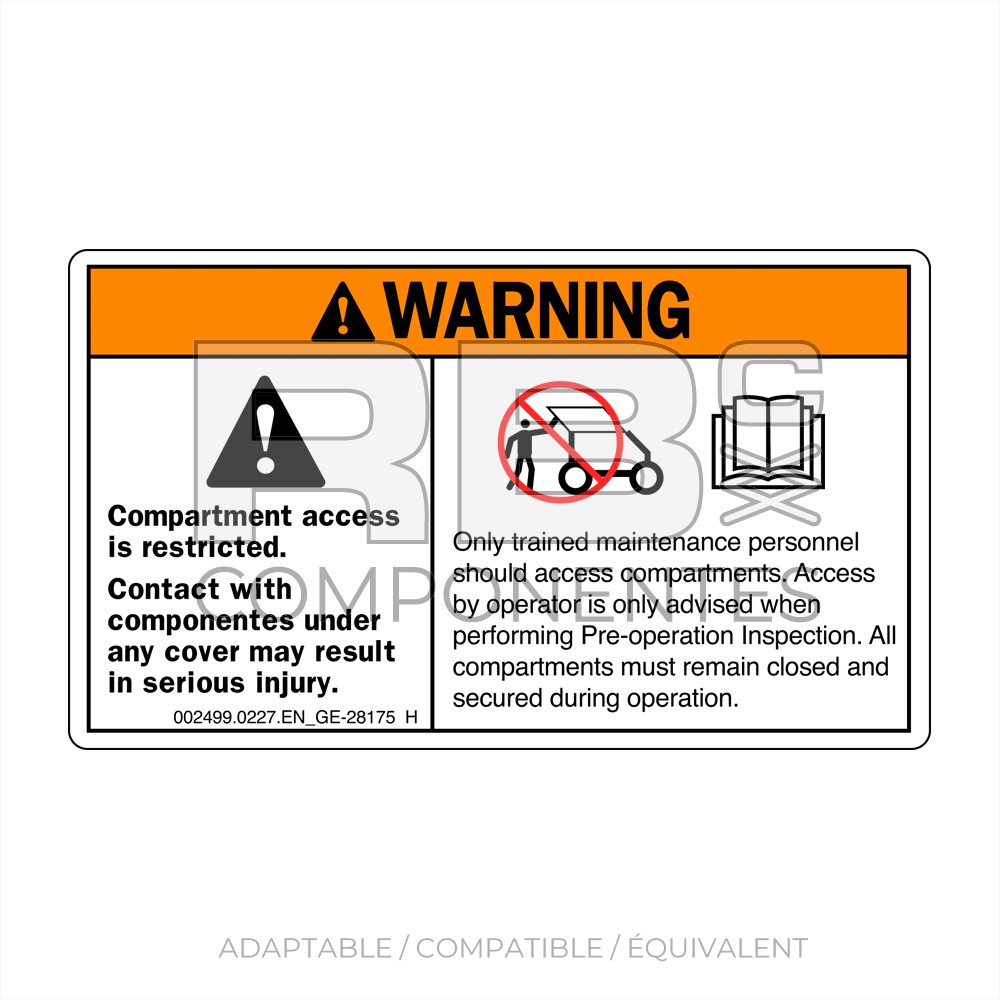 AUTOCOLLANT COMPATIBLE REF. GE 28175 (ANGLAIS)