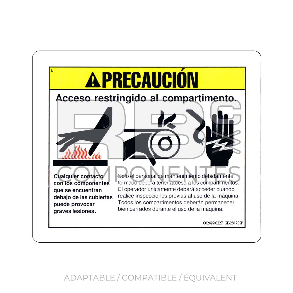 AUTOCOLLANT COMPATIBLE REF. GE 28175 (ESPAGNOL)