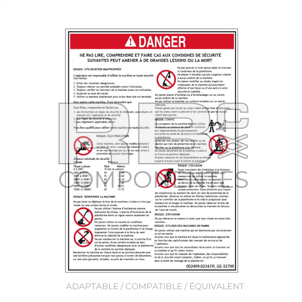AUTOCOLLANT COMPATIBLE REF GE 32700 FR