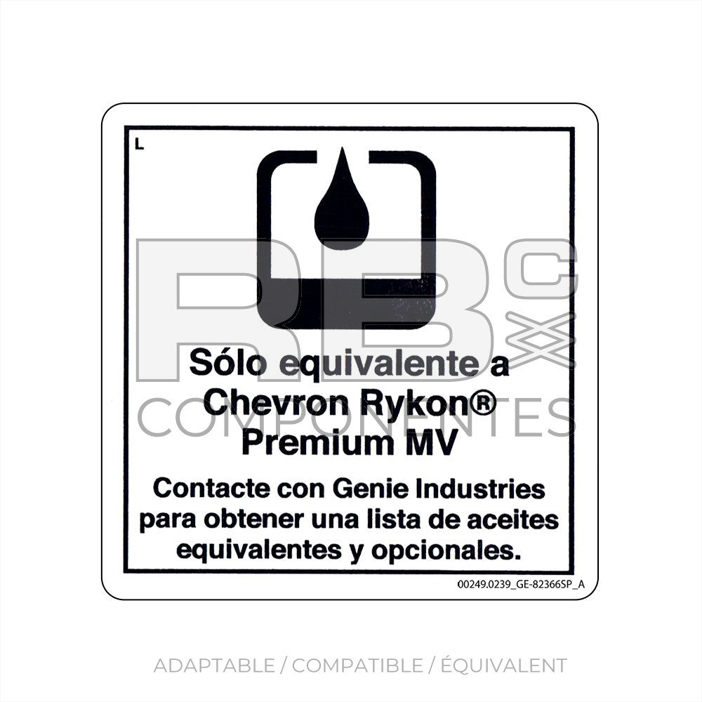 AUTOCOLLANT COMPATIBLE REF. GE 82366 A (ESPAGNOL)