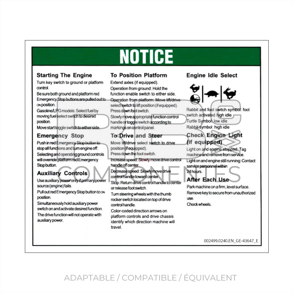 AUTOCOLLANT COMPATIBLE GE-43647 E
