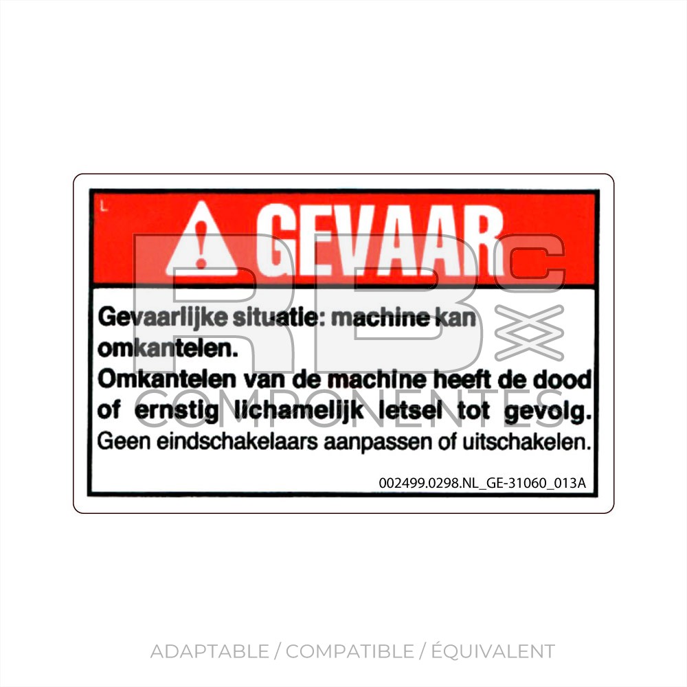 AUTOCOLLANT COMPATIBLE REF. GE 31060 013A (HOLLAND