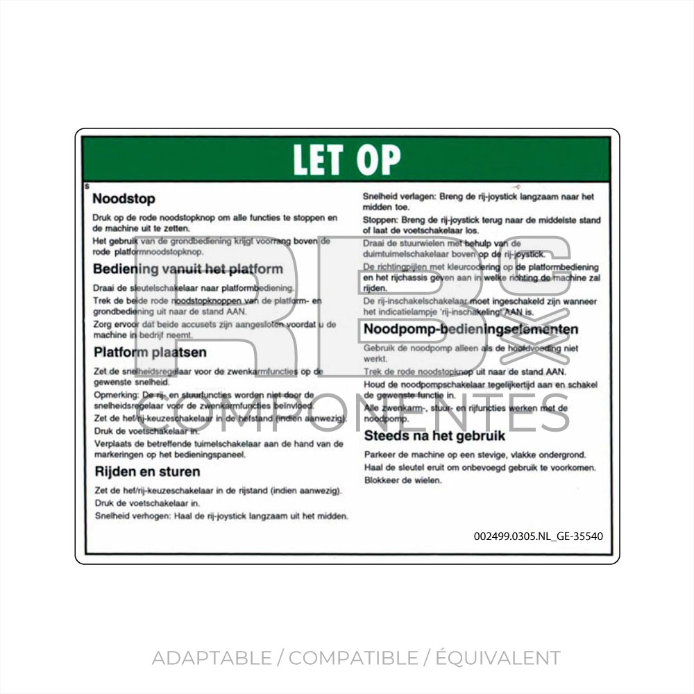 AUTOCOLLANT COMPATIBLE REF GE-35540DU
