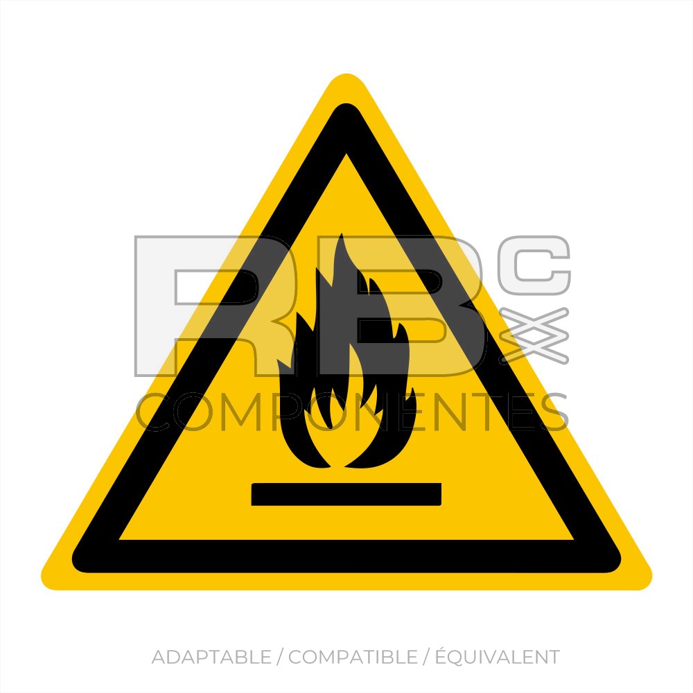 AUTOCOLLANT ISO7010 DANGER  MATIERES INFLAMMABLES