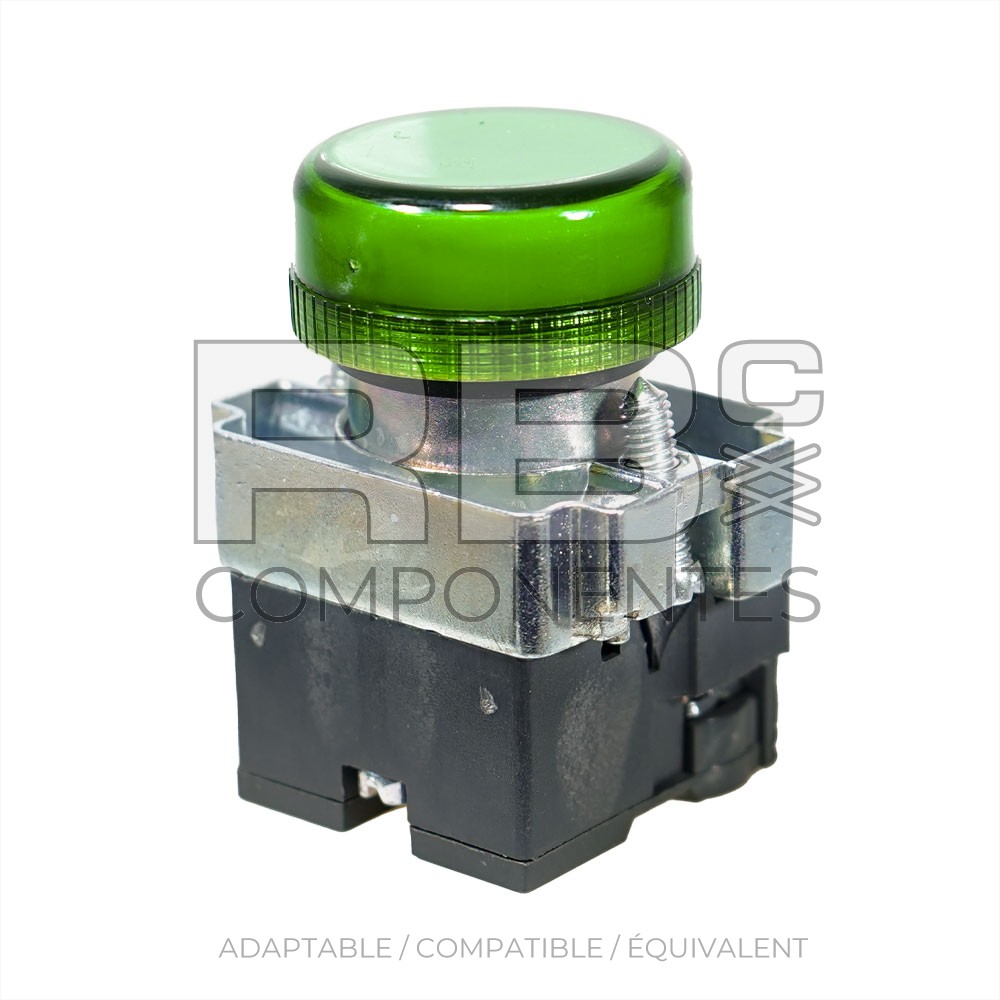 VOYANT VERT AVEC SUPPORT ZB2 +  AMPOULE 12V. + BLO