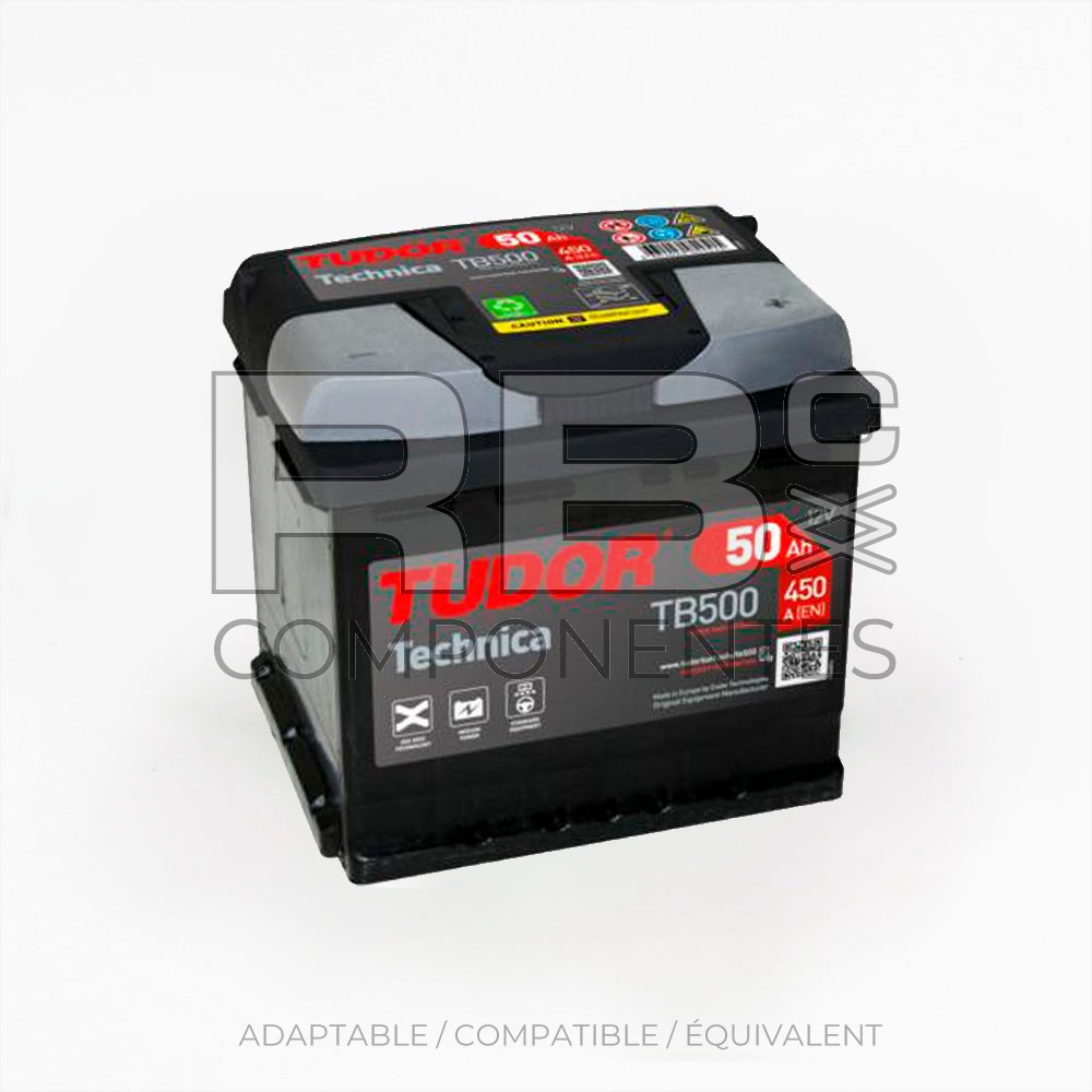 BATTERIE DÉMARRAGE TUDOR TECHNICA 50AH 207x175x190