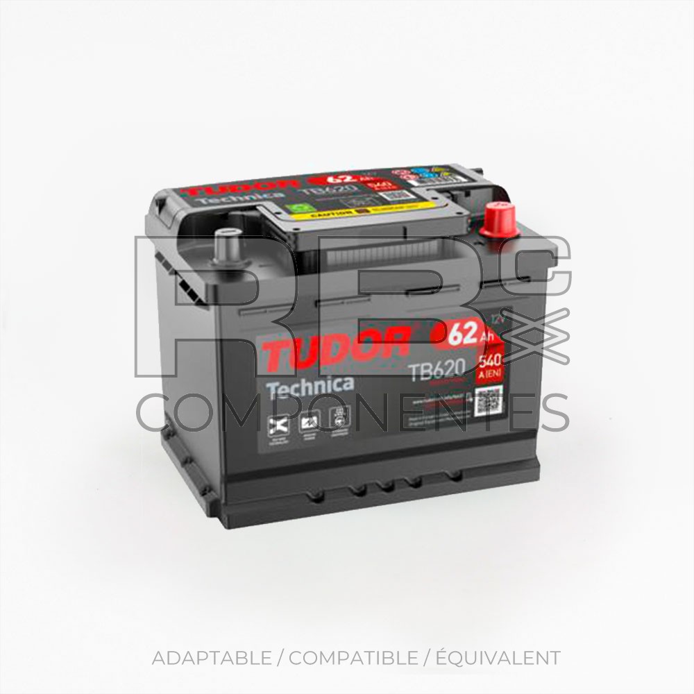BATTERIE DÉMARRAGE TUDOR TECHNICA 62AH 242x175x190
