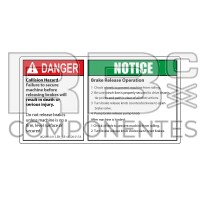 AUTOCOLLANT RISQUE COLLISION 165x90 MM (ANGLAIS)