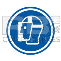AUTOCOLLANT ISO7010 VISIERE PRTECTION OBLIGATOIRE