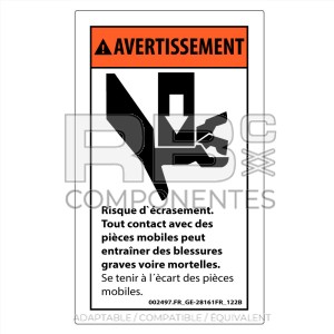 AUTOCOLLANT COMPATIBLE REF. GE 28161 (FRANCAIS)