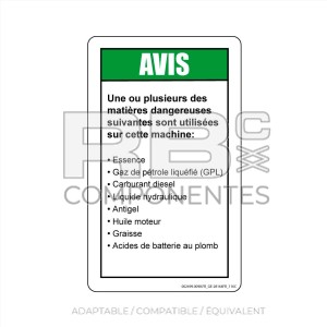 AUTOCOLLANT COMPATIBLE GE 28164 116C (FRANCAIS)