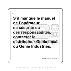 AUTOCOLLANT COMPATIBLE REF. GE 28176 (FRANCAIS)