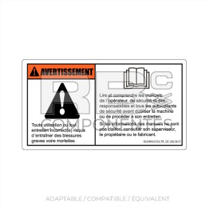 AUTOCOLLANT COMPATIBLE REF. GE 28236 (FRANCAIS)