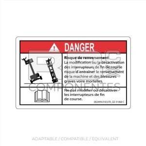 AUTOCOLLANT COMPATIBLE REF. GE 31060 (FRANCAIS)