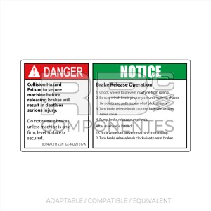 AUTOCOLLANT RISQUE COLLISION 165x90 MM (ANGLAIS)