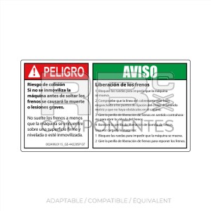 AUTOCOLLANT RISQUE COLLISION 165x90 MM (ESPAGNOL)