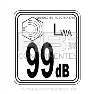 AUTOCOLLANT PUISSANCE ACUOSTIQUE 99dB (90x100mm)