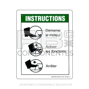 AUTOCOLLANT COMPATIBLE REF. GE 28165 C (FRANCAIS)