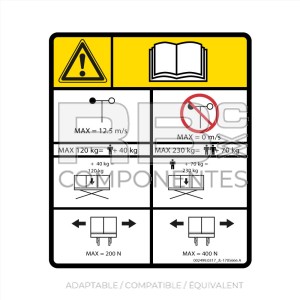 STICKER CHARGE MAX. ET VENT POUR 1930ES