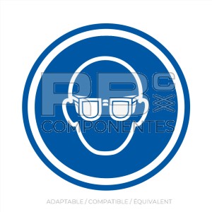 AUTOCOLLANT ISO7010 LUNETTES PROTEC. OBLIGATOIRES