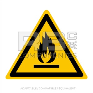 AUTOCOLLANT ISO7010 DANGER  MATIERES INFLAMMABLES