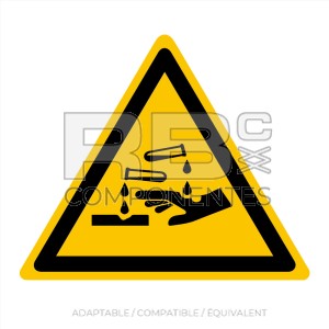 AUTOCOLLANT ISO7010 - RISQUE SUBSTANCES CORROSIVES