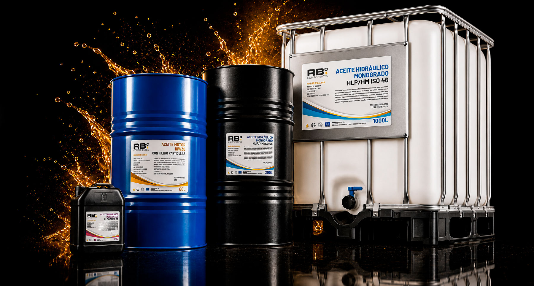 Lubricantes y Aceites Industriales RB Componentes en Diferentes Formatos